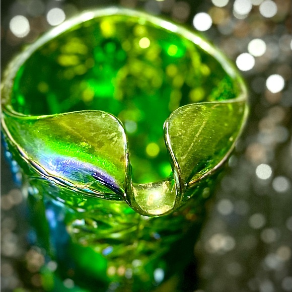 Vintage Carnival Glass Pitcher Harvesting EmeraldGreen to Blue Iridescent - Picture 4 of 12